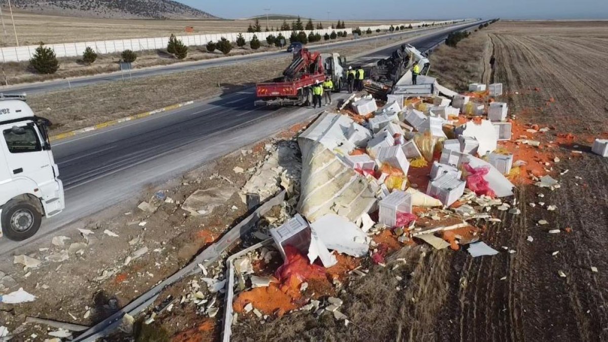 27 Ton Havuç Tır Kazasında Ziyan Oldu 