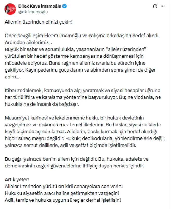 Gözaltı Sonrası Dilek İmamoğlu Sessizliğini Bozdu