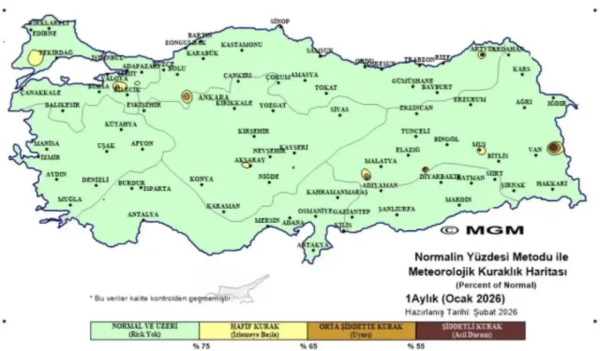 MGM Kuraklık Haritasını Yayınladı