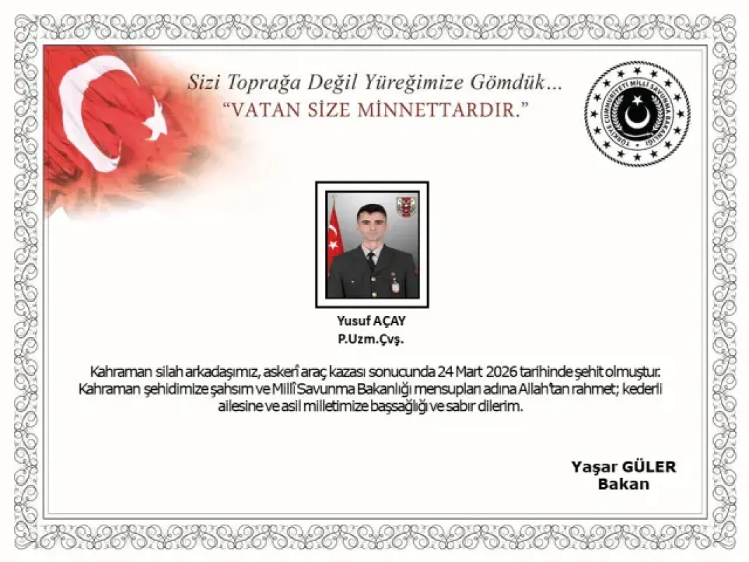 Doğubayazıt’taki Kazada Uzman Çavuş Yusuf Açay Şehit Oldu